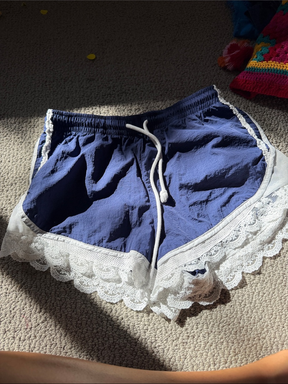 Free people Navy Lace-Trim Women's Shorts with Drawstring